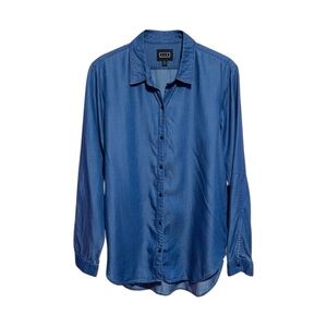 AYR Denim Button-Down Shirt Women’s Large Blue Chambray‎